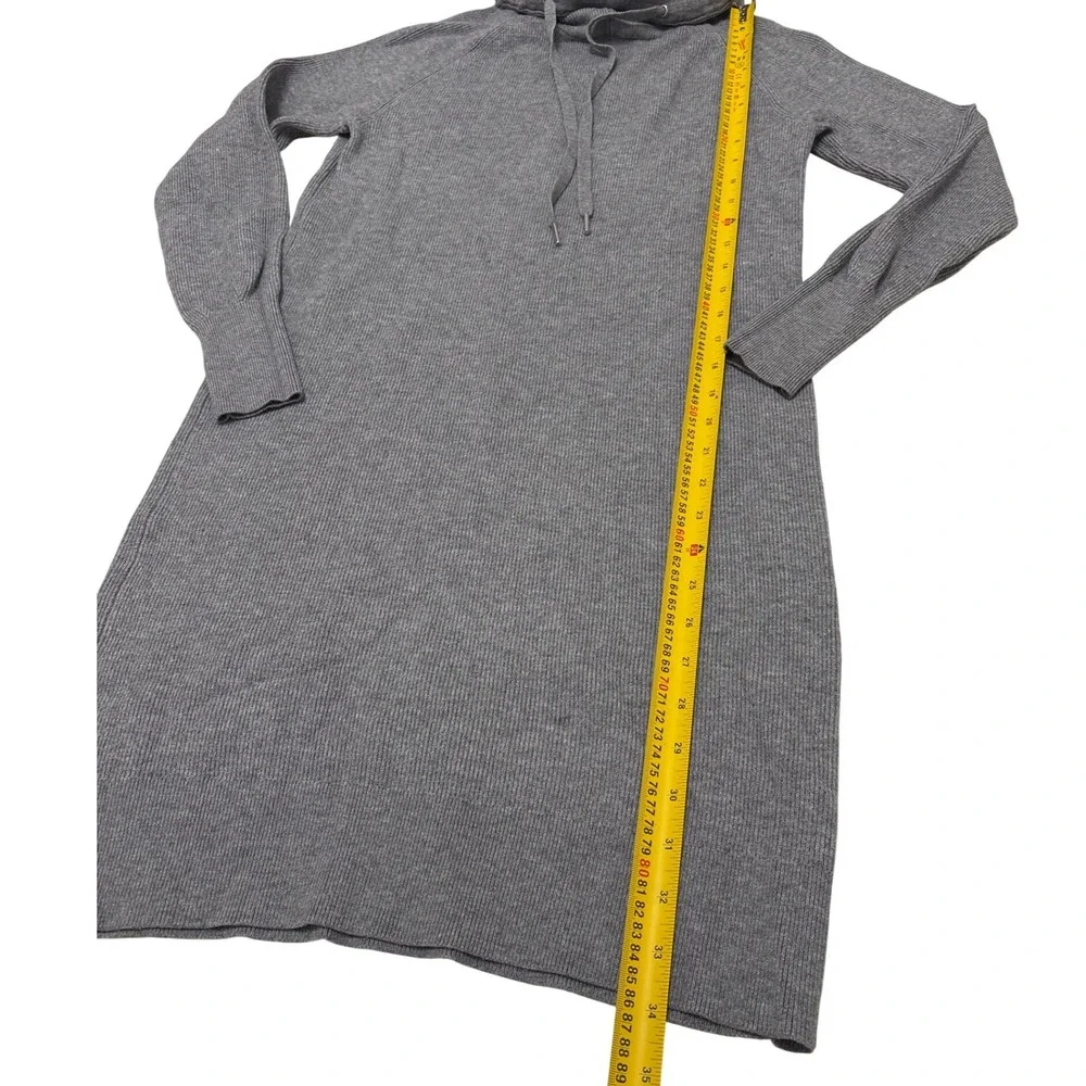 Cynthia Rowley Gray Ribbed Knit Hooded Sweater Dress Womens Small Long Sleeve - Picture 5 of 7